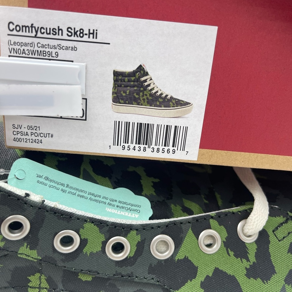 Vans WMNS COMFYCUSH Sk8-Hi Leopard Cactus/Skarab Sneakers Camo High-Tops - Picture 14 of 16